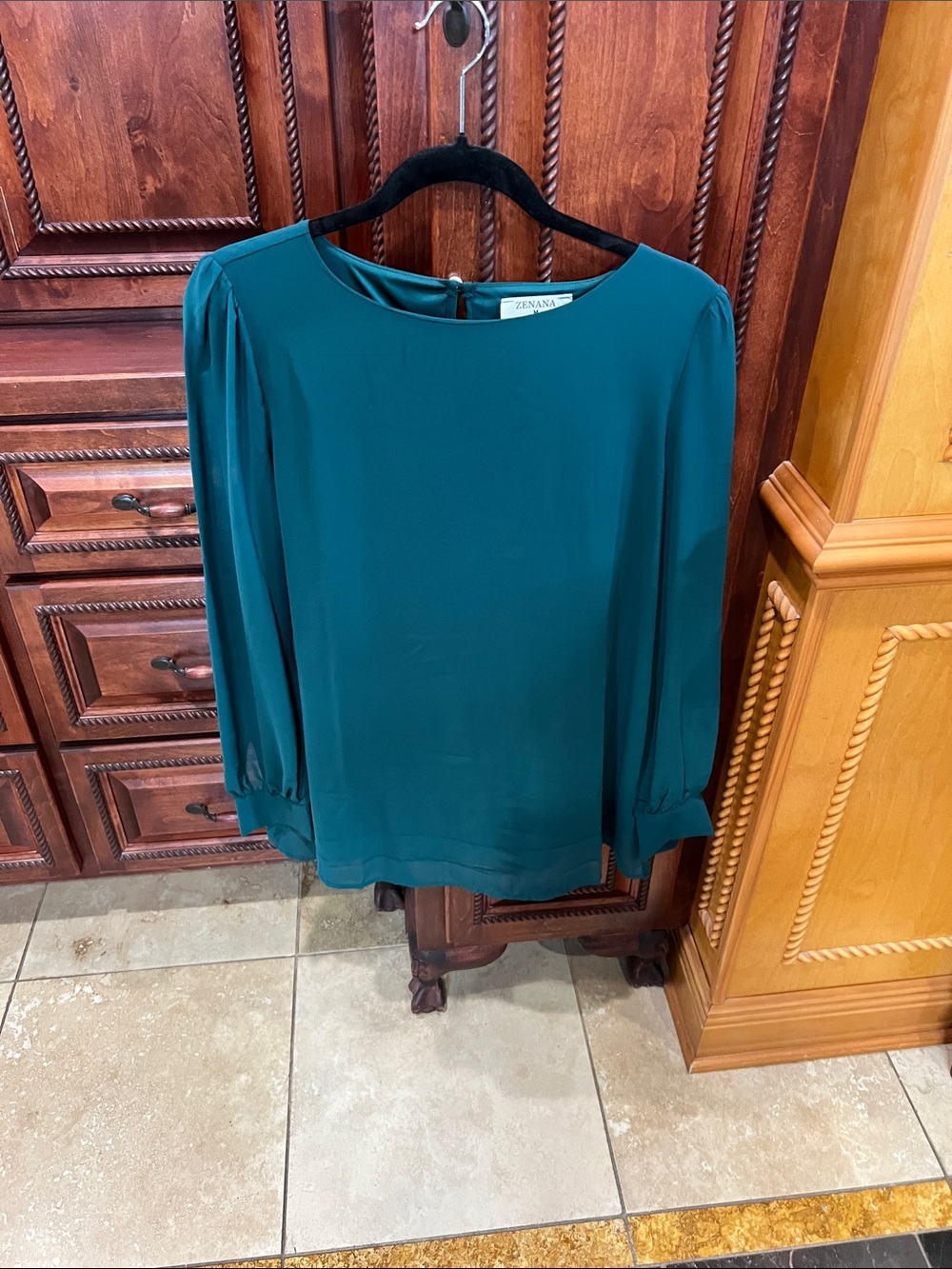 Zenana Outfitters green Boat-Neck Long-Sleeve Blouse